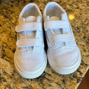Vans Kids White Canvas Velcro Sneakers